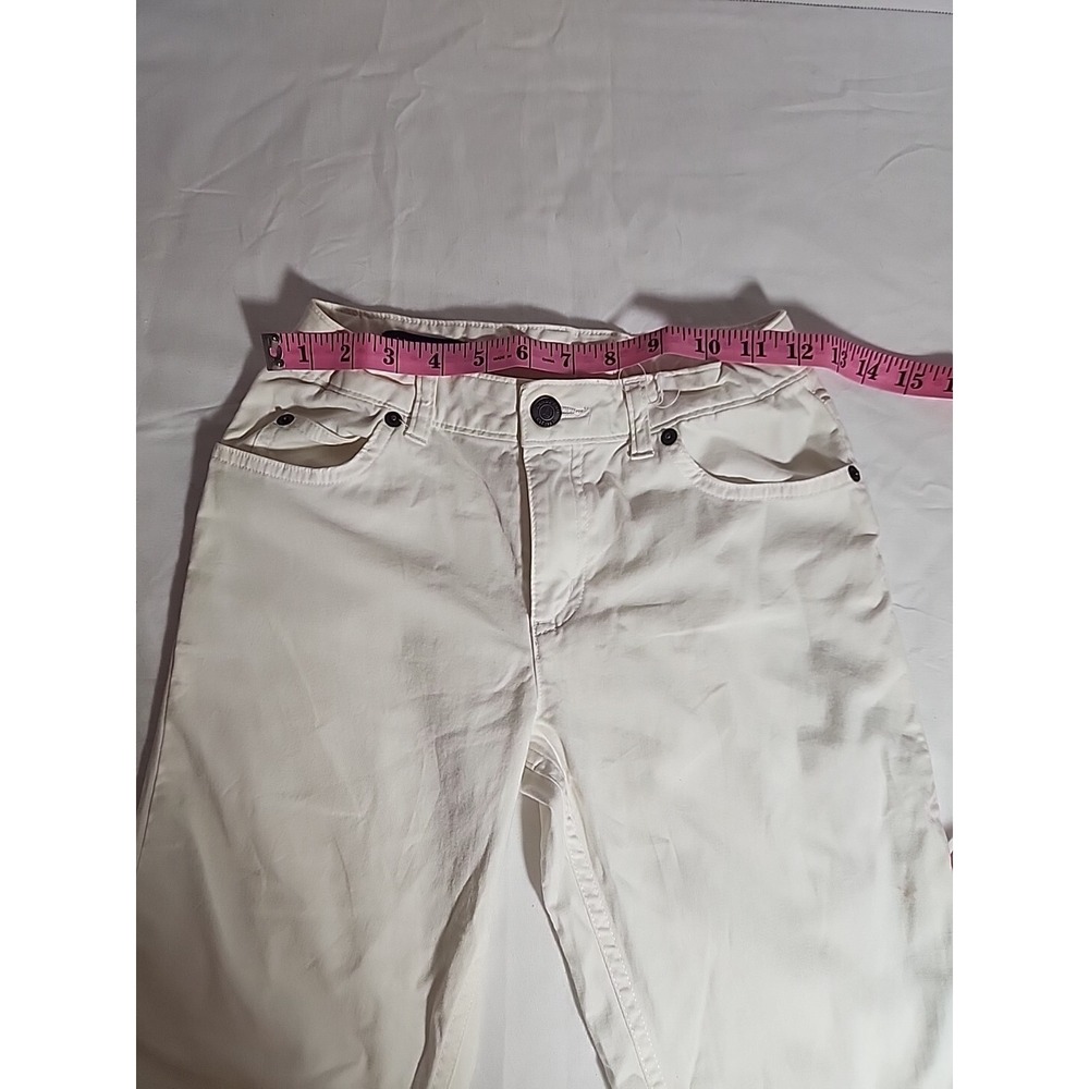 Lands End Girls Capri Pants White with Pineapple Applique SZ 8 Adjustable Waist - Picture 6 of 7